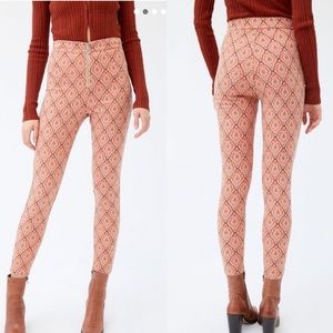 UO Susie Jaquard High Waisted Zip Front Pants